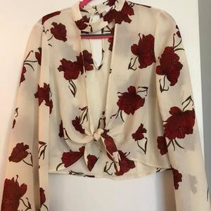Tie front kimono blouse